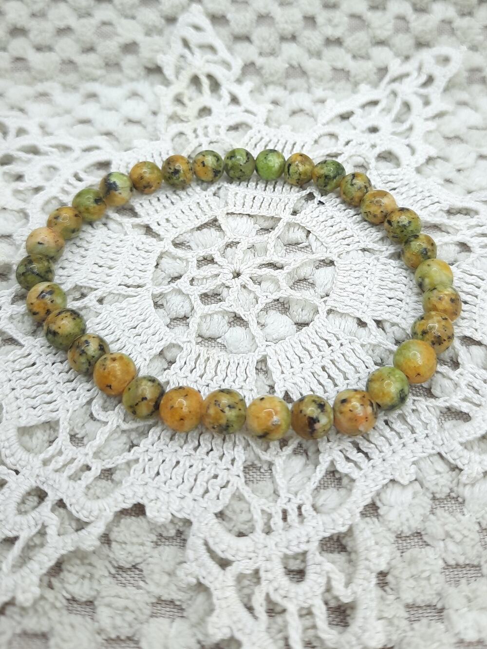 Yellow Turquoise Beaded Bracelet Stretch 6mm Gemstone Boho Vibrant Unisex NEW